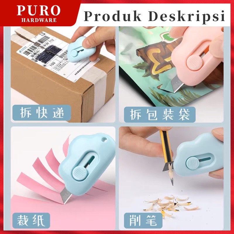 [PURO] Mini Cutter Lucu Bentuk Awan Pisau Kartun Untuk Alat Tulis Kantor Cutter Portable / Pisau Pemotong Kertas Mini Portable / Cutter Mini ATK / Cutter Bentuk Awan Travel Size