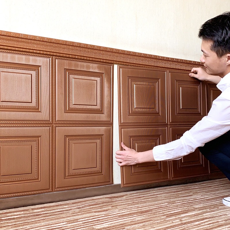 MMM Wallpaper 3D Foam Motif Pintu 6mm Sticker Wallborder Dinding 3D Motif Kotak Wallfoam waterproof 70cmx70cm Stiker DindingTahan Air Empuk Dekorasi Rumah Murah Import