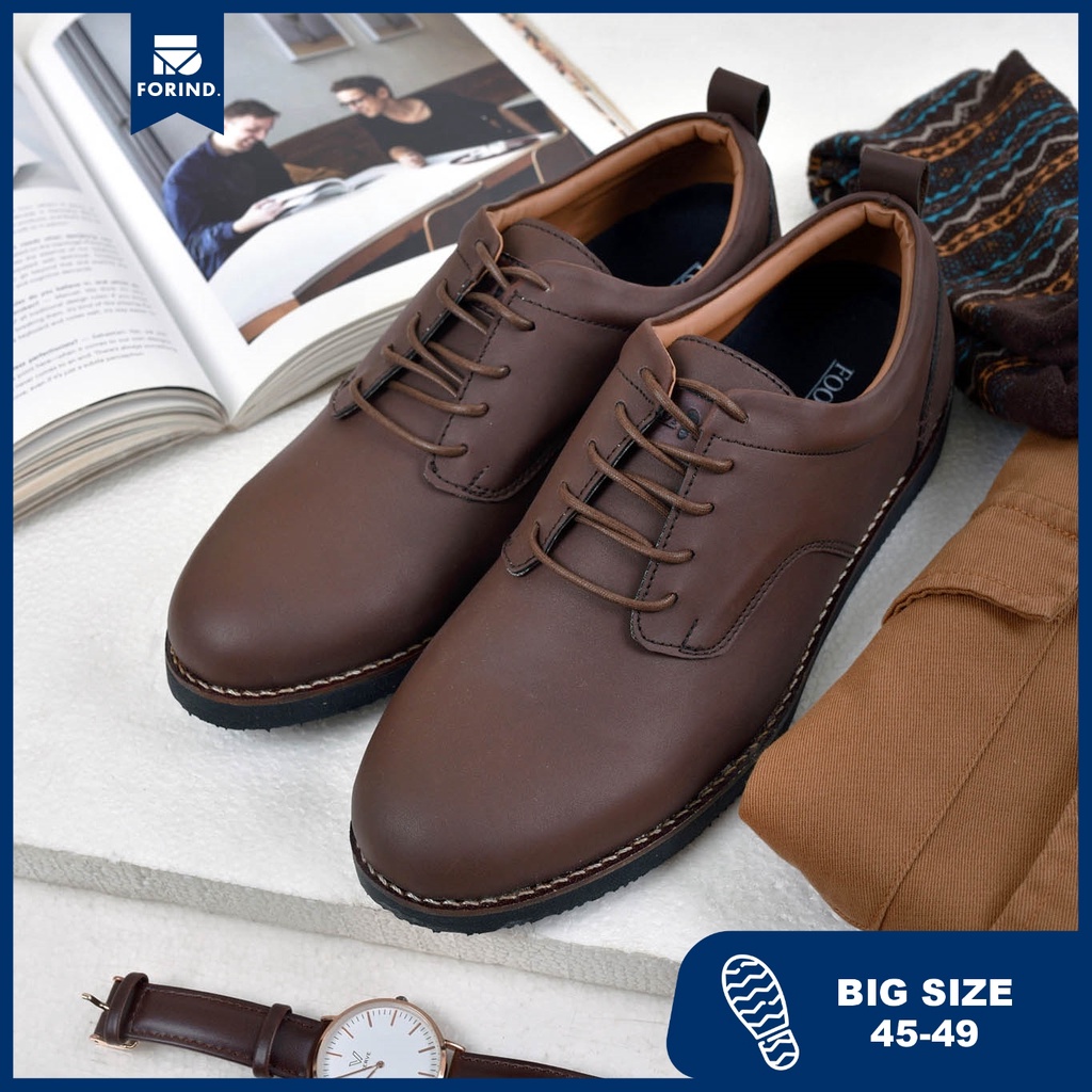 Alaska Dark Brown | Sepatu Casual Pria Derby Shoes Footwear Jumbo Big Size 45-49 Besar | FORIND x Footstep