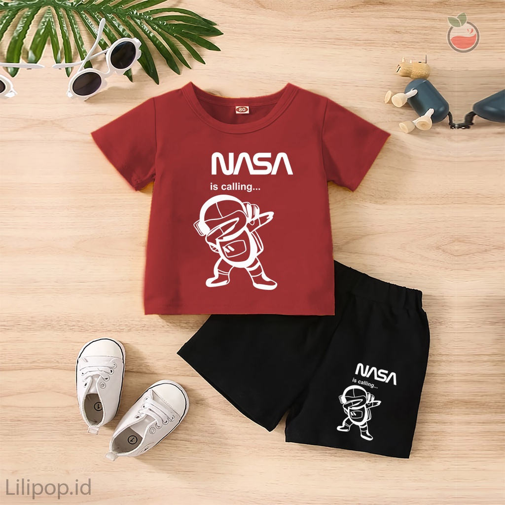 Baju Anak Stelan Kaos 3/4 Hero Cowok Cewek  Usia 1 - 4 Tahun Celana Pendek Harian