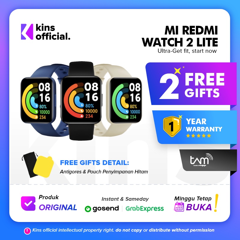 Xiaomi Redmi Watch 2 Lite Smartwatch with SpO2 Garansi Resmi / Penerus Mi Watch Lite