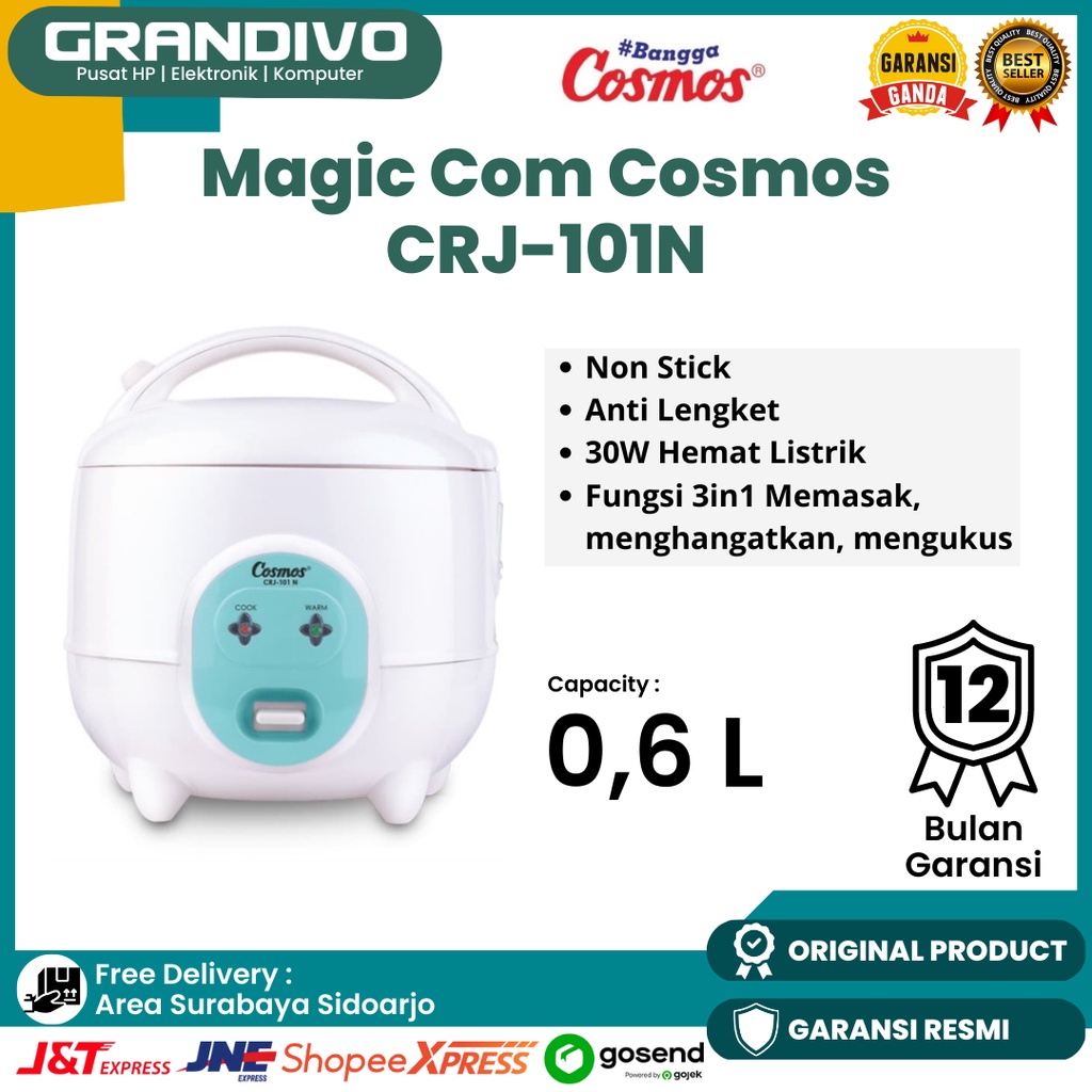 Magic Com Cosmos Kecil 0.6 Liter CRJ 101N Magic Com Mini Garansi Resmi Cosmos - Grandivo