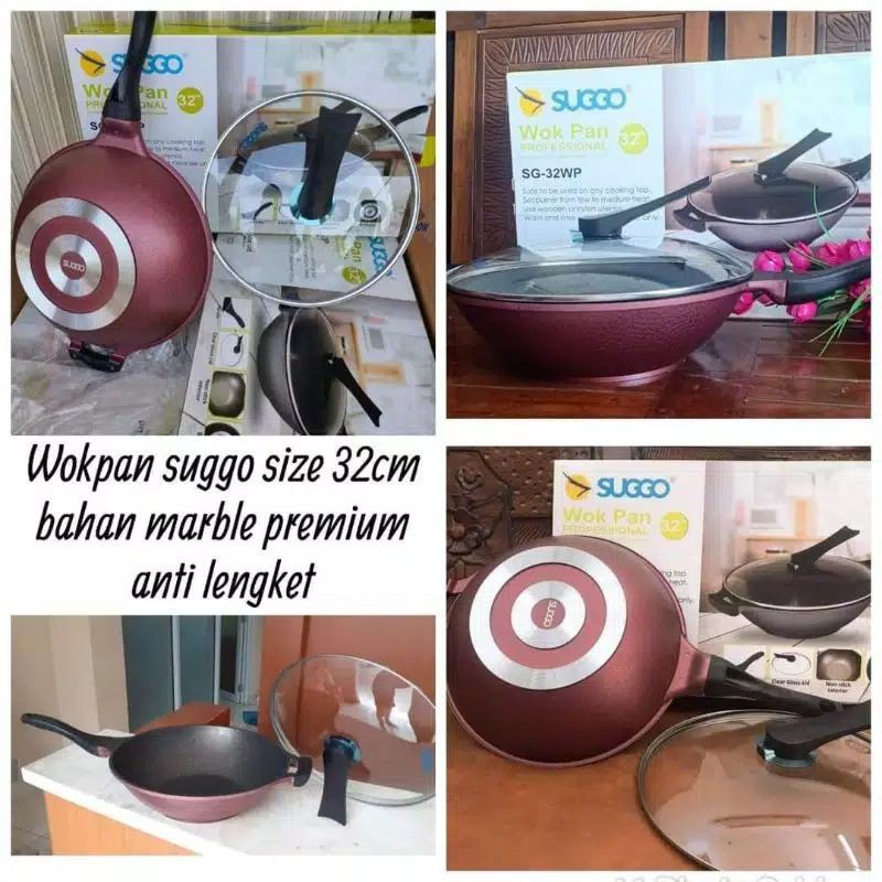 Wok pan tutup kaca suggo 32 cm panci suggo jumbo