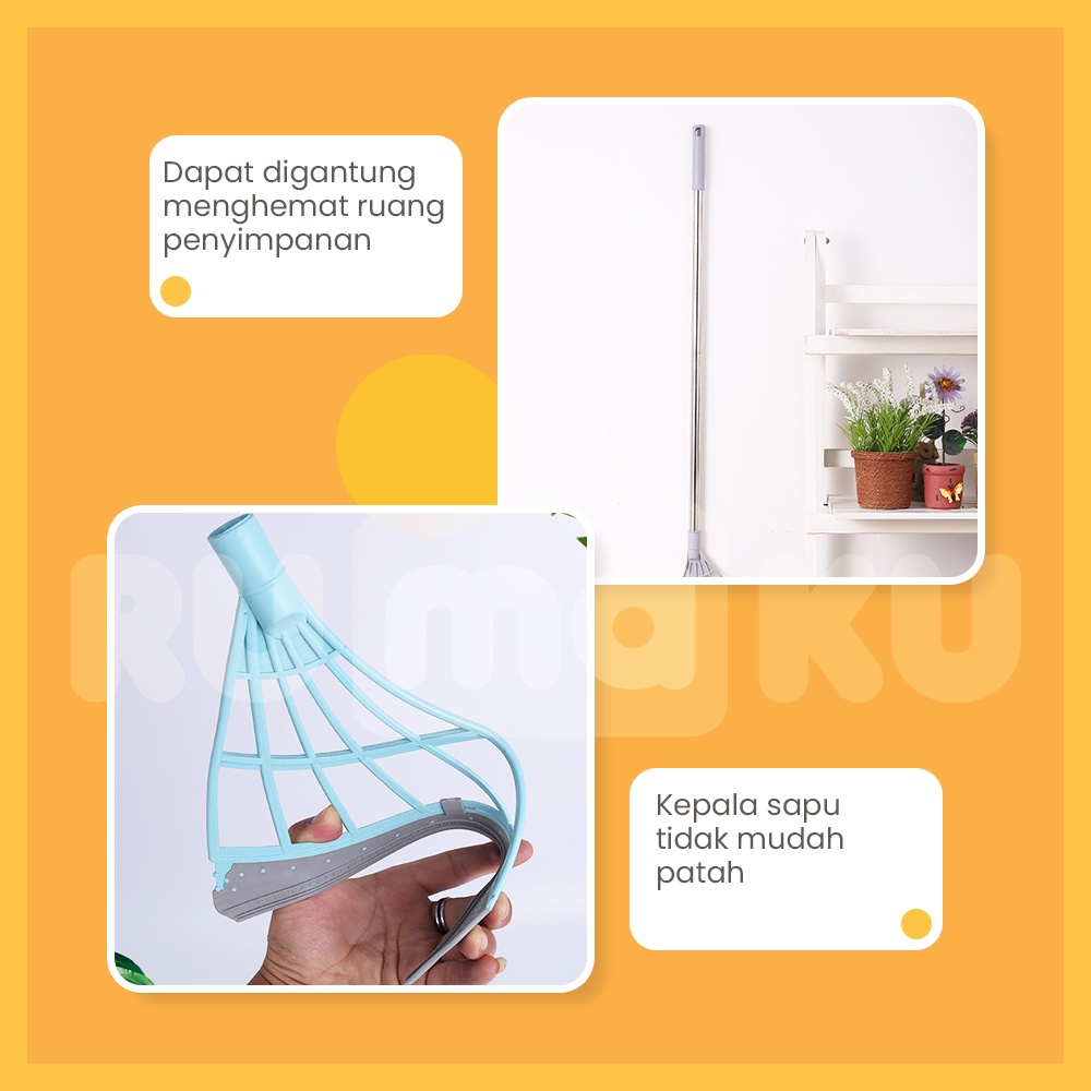 Rumaku Sapu Pel Lantai Karet 2 in 1 Praktis Multifungsi Pembersih Lantai Magic Broom