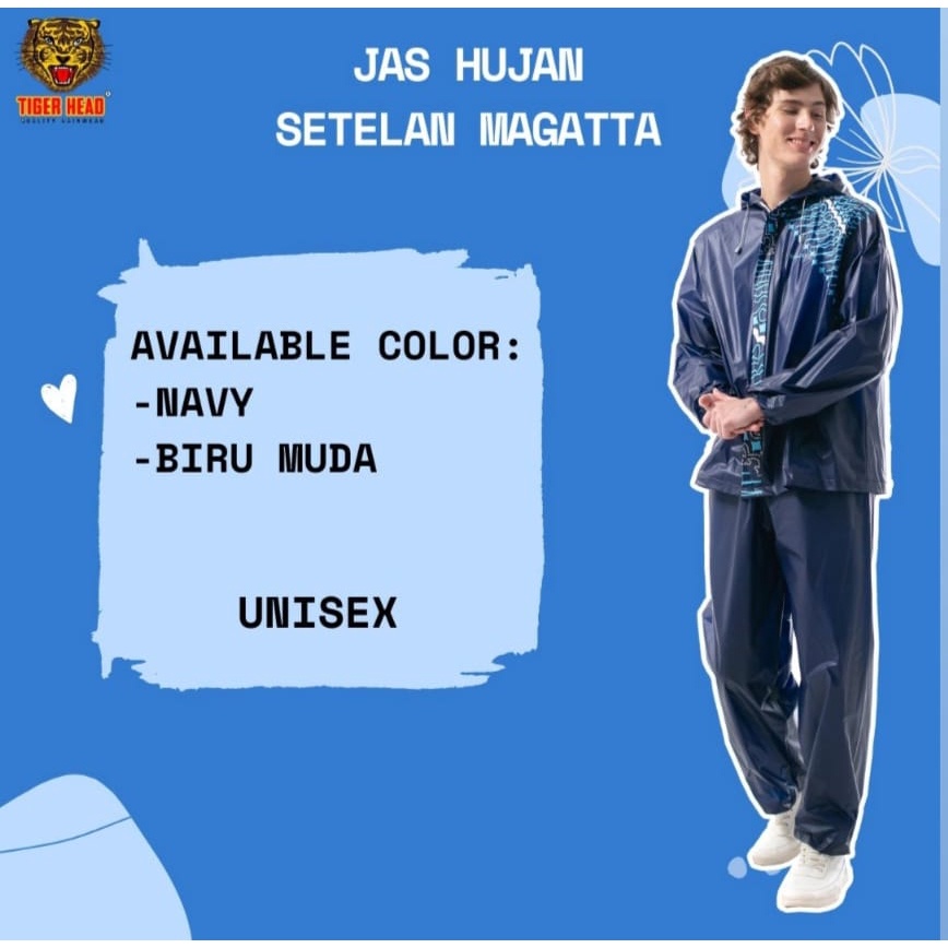 FELWINSHOP Jas Hujan Batik Magatta Raincity Jaket Celana Dewasa