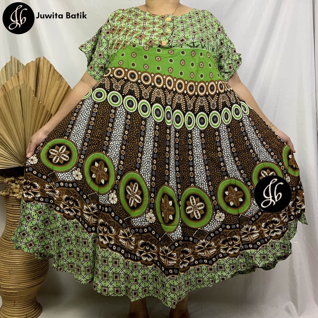 Juwita Batik - Daster Payung Jumbo LD 130 3XL Batik Arabelle Klok Pola - Kancing Dada Busui Bumil Murah