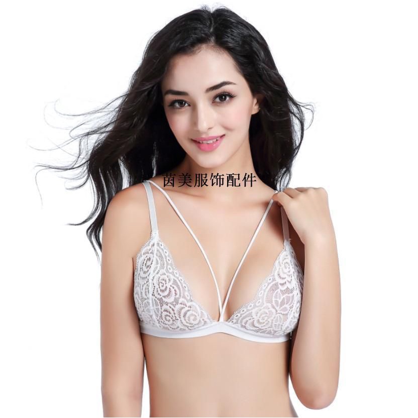 Lingerie Bra wanita Sexy dan G-String Transparant Pita Bunga Bahan Lace Women Sleepwear Import