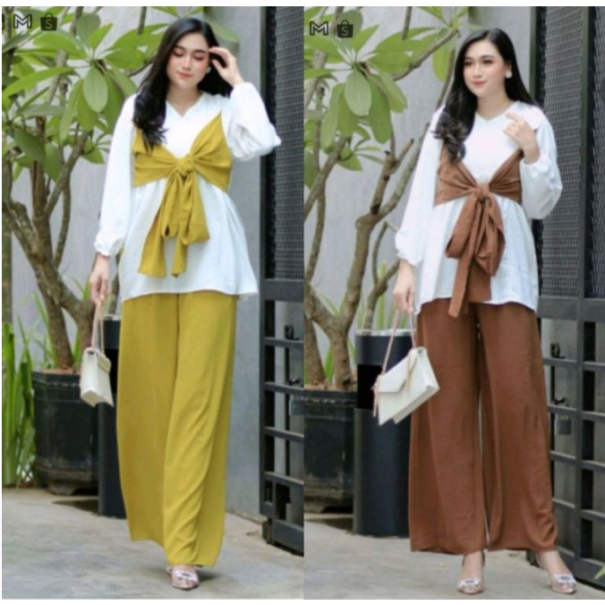 ONE SET LESTY CRINKLE AIRFLOW DAILY// BLOUSE SET WANITA CRINKLE AIRFLOW