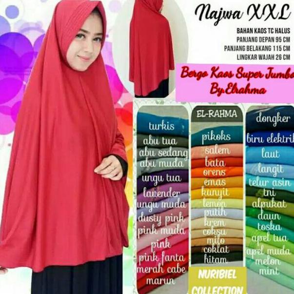 Bergo ROBBANI Instan Najwa XL SERUT PITA Elrahma Bergo Kaos Super Jumbo Jilbab SERUT PITA Kerudung H
