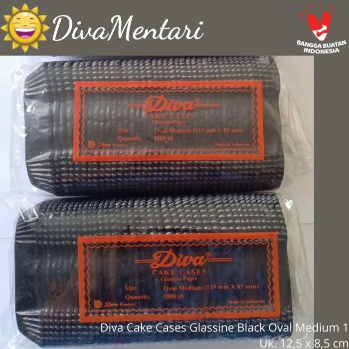 

Diva Cake Cases Glassine Black UK Medium 1 Oval 12.5 / 8.5 CM