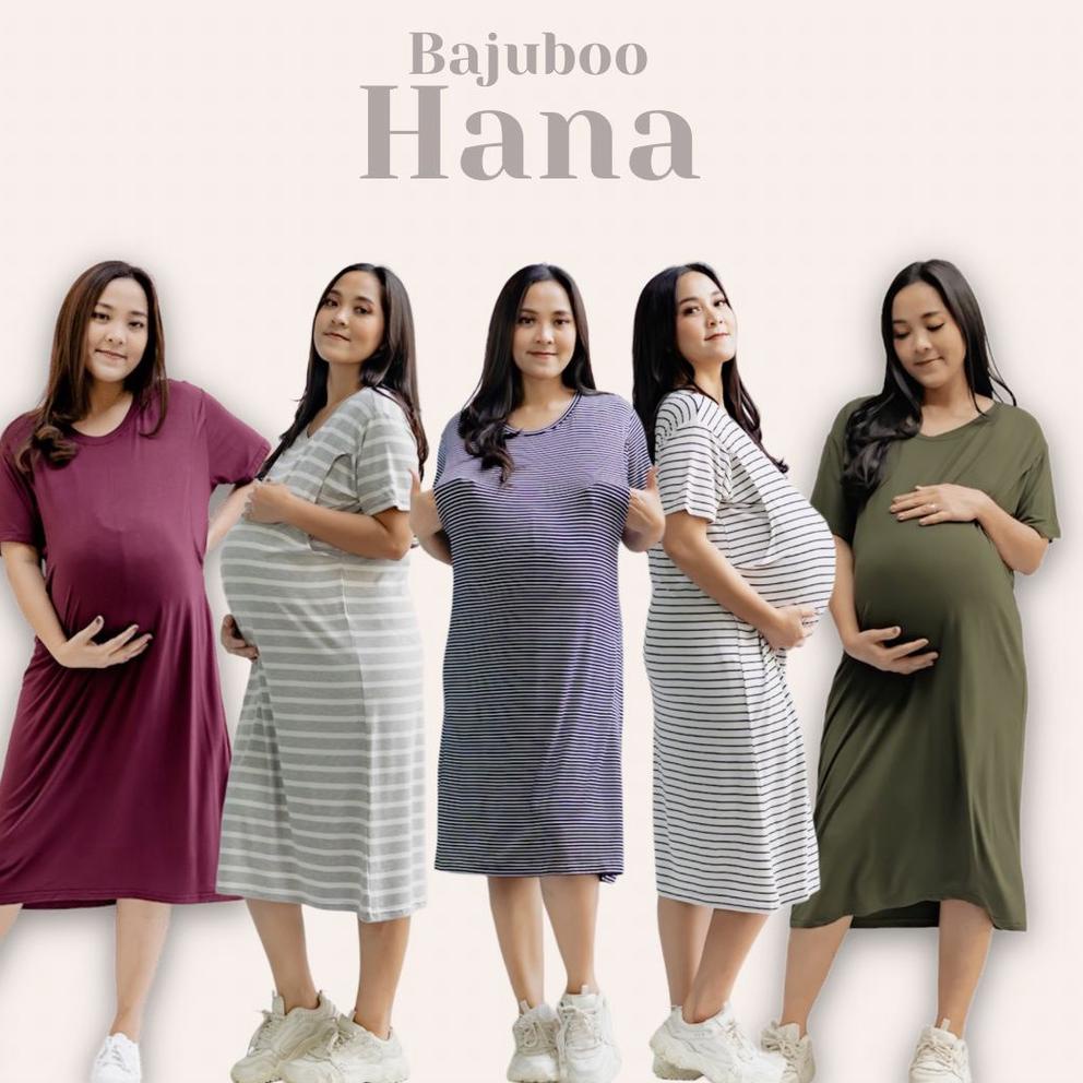 VIRAL Bajuboo Hana - Dress, Midi Dress Kaos Premium, Non Busui & Bumil Busui Spandex Rayon Premium