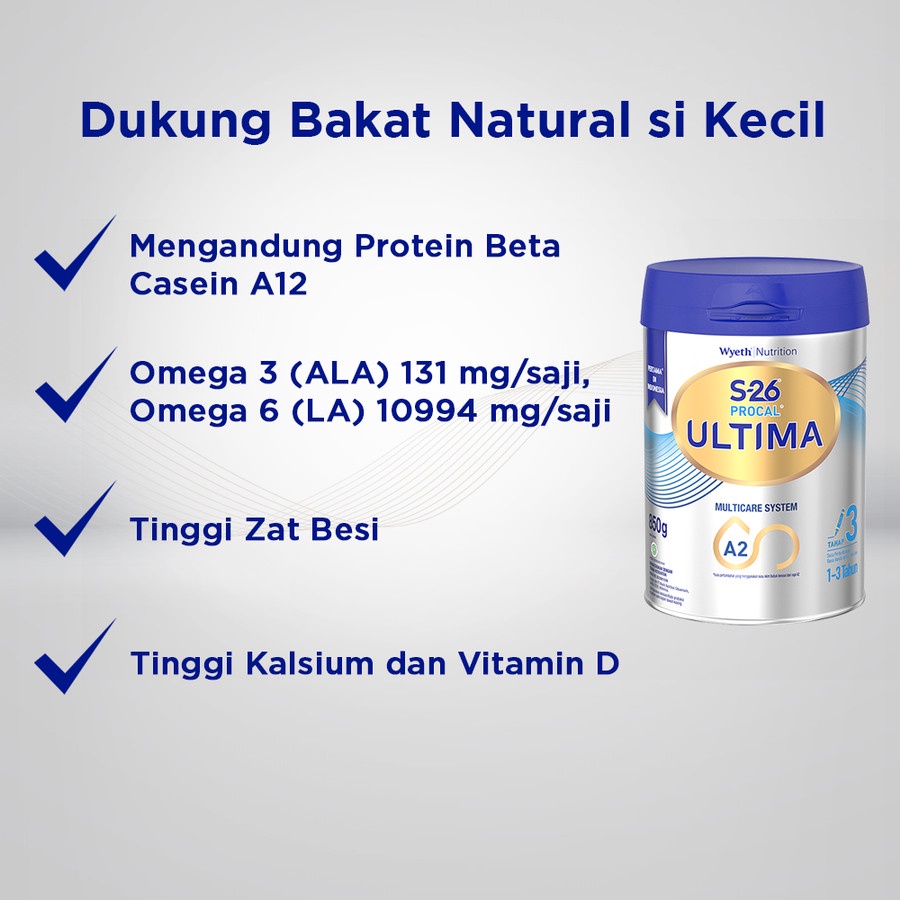 S-26 PROCAL 3 ULTIMA MULTICARE SYSTEM Susu Formula 1-3Thn Vanila 850gr