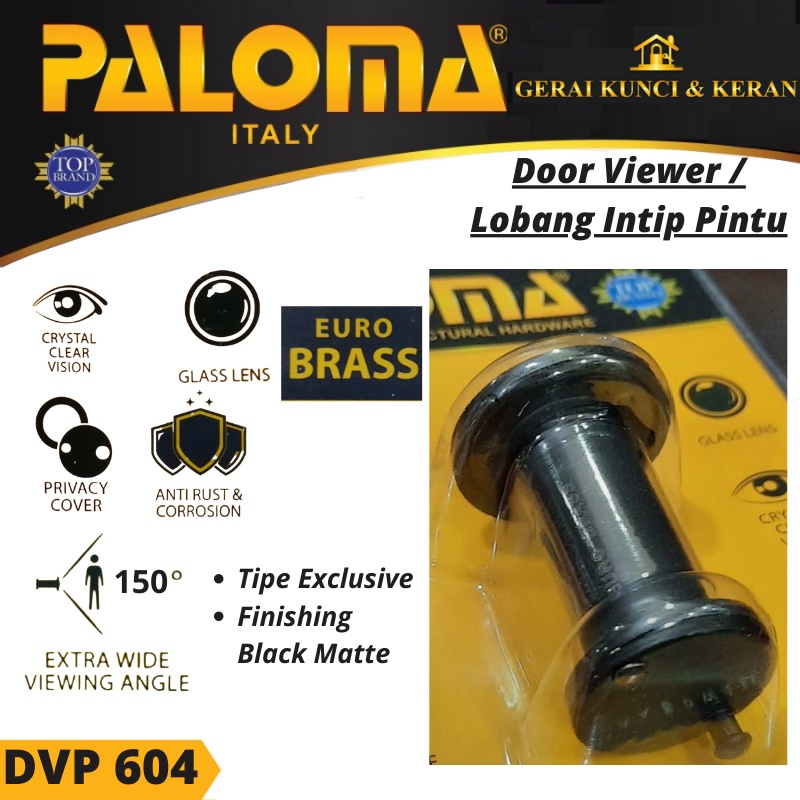 LUBANG PINTU INTIP DOOR VIEWER PALOMA DVP 604 EXCLUSIVE 150 DERAJAT HITAM BLACK MATTE