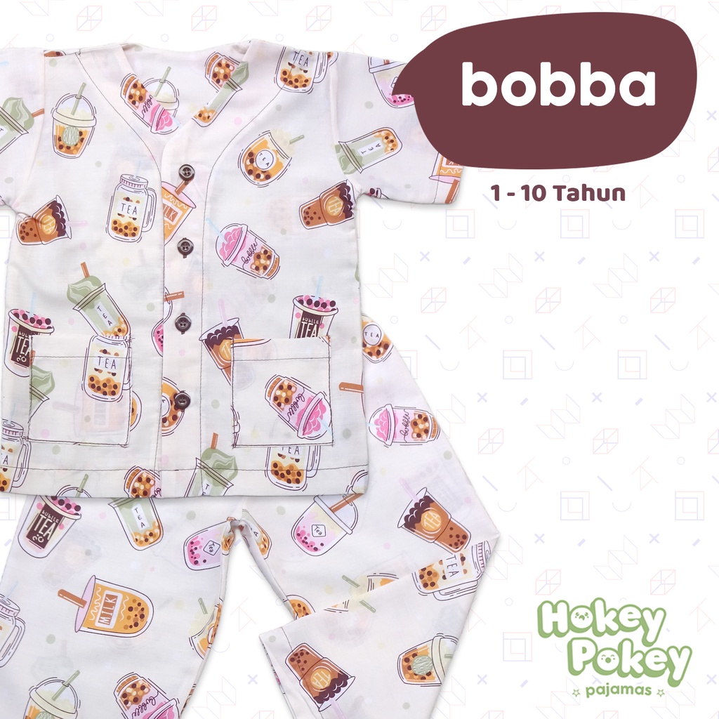 Setelan Baju Tidur Piyama Anak Tanpa Kerah Motif Bobba