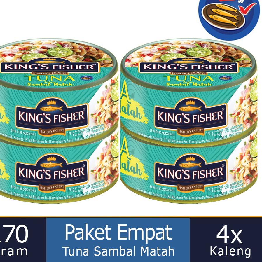 

♠ Paket 4 Pcs King's Fisher Tuna Sambal Matah Daging Tuna Makanan Kaleng 170 g ❋