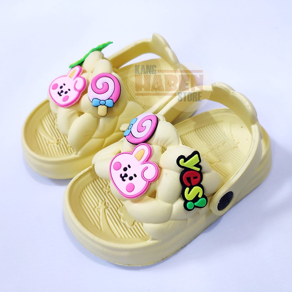 Habenkids Sandal Kokop Anak Balita Cewek Emblem Jibbitz Lucu Kelinci Permen