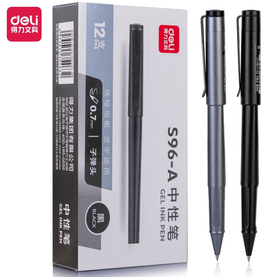 

DISC - Deli Gel Pen / Pulpen Gel Premium 0.7 MM Tinta Hitam - S96-A