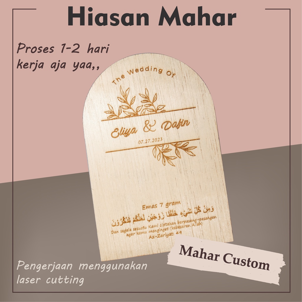Hiasan Mahar Kayu Bentuk Kubah | Hiasan Mahar Custom Hantaran Kayu