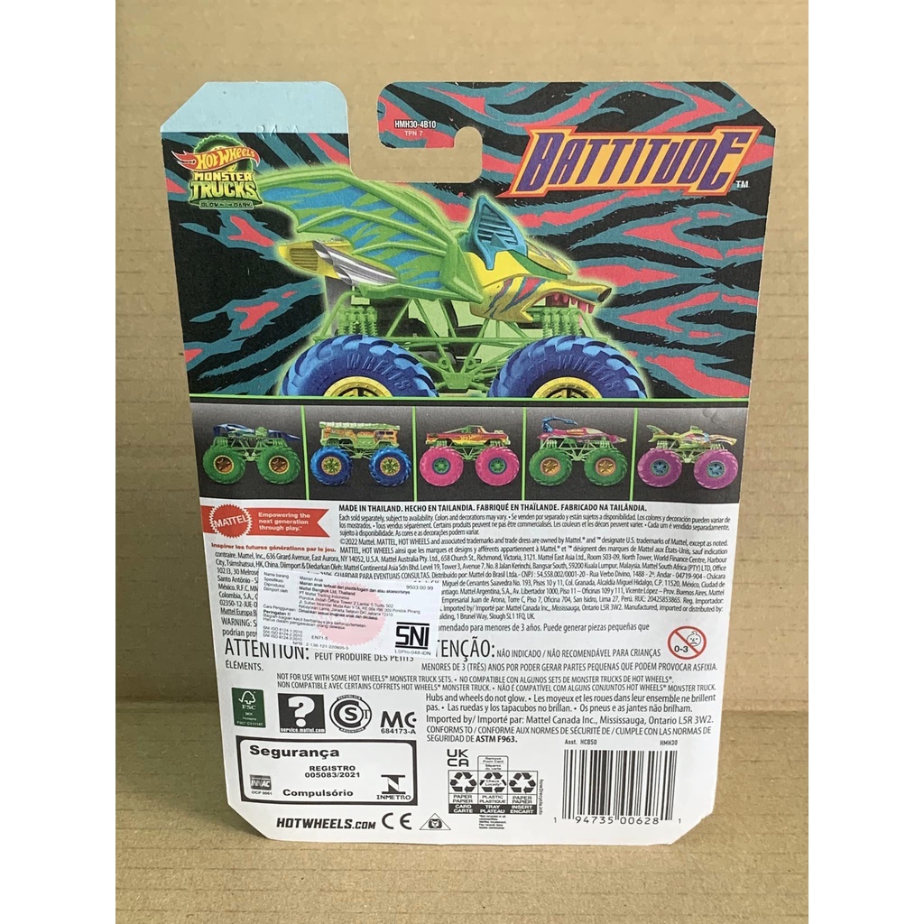 Hotwheels Monster Trucks Glow in the Dark Battitude