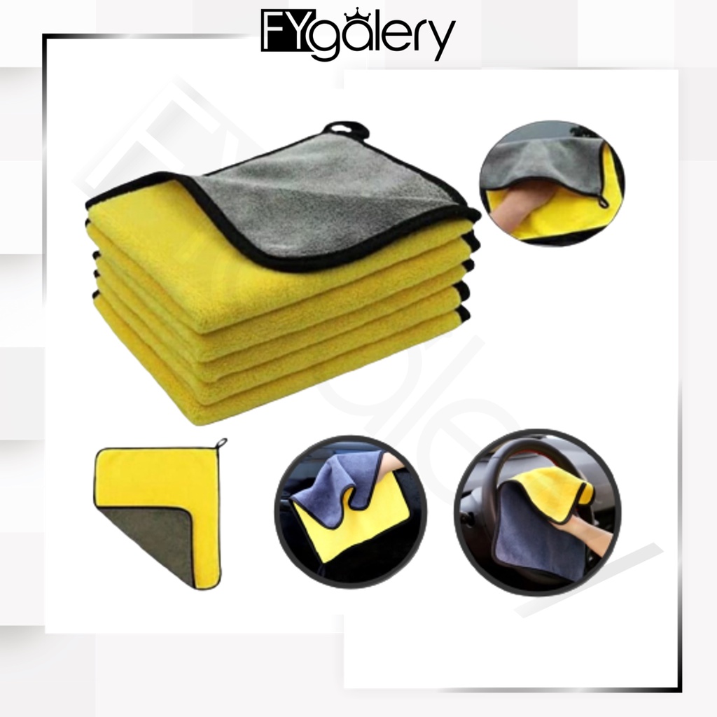 FYGALERY HL0468 Kain Lap Microfiber Serbaguna 30x30cm Kain Lap Mobil Motor 2 Sisi Multifungsi