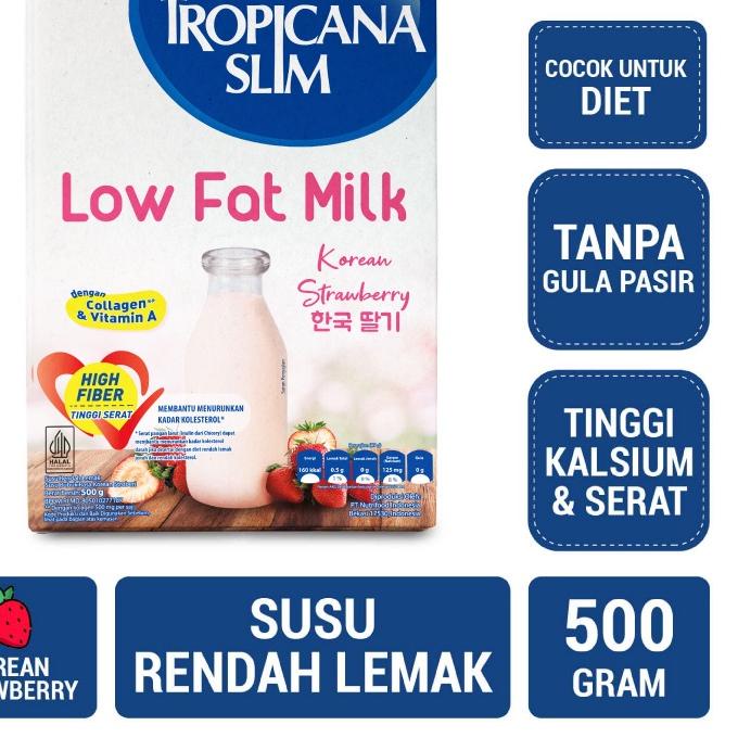 

℗ Tropicana Slim Low Fat Milk Korean Strawberry 500 gram – Susu Diet dengan Kolagen ☃