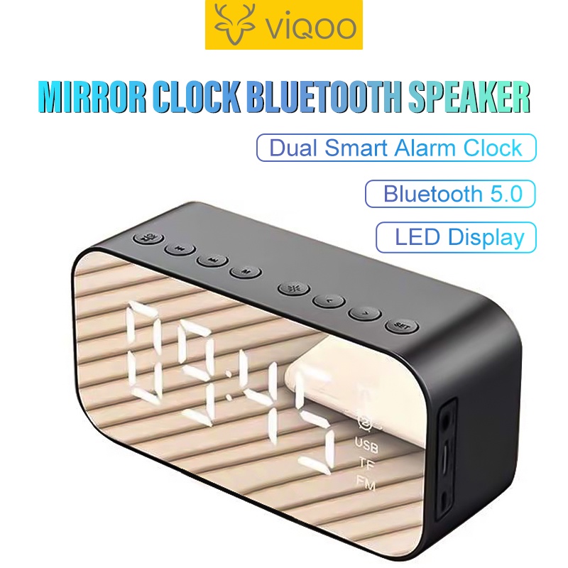 【COD】Viqoo Speaker  Bluetooth S10 5.0 Alarm LED Mirror Display Ultra Bass 2  Bluetooth  Speaker Audio