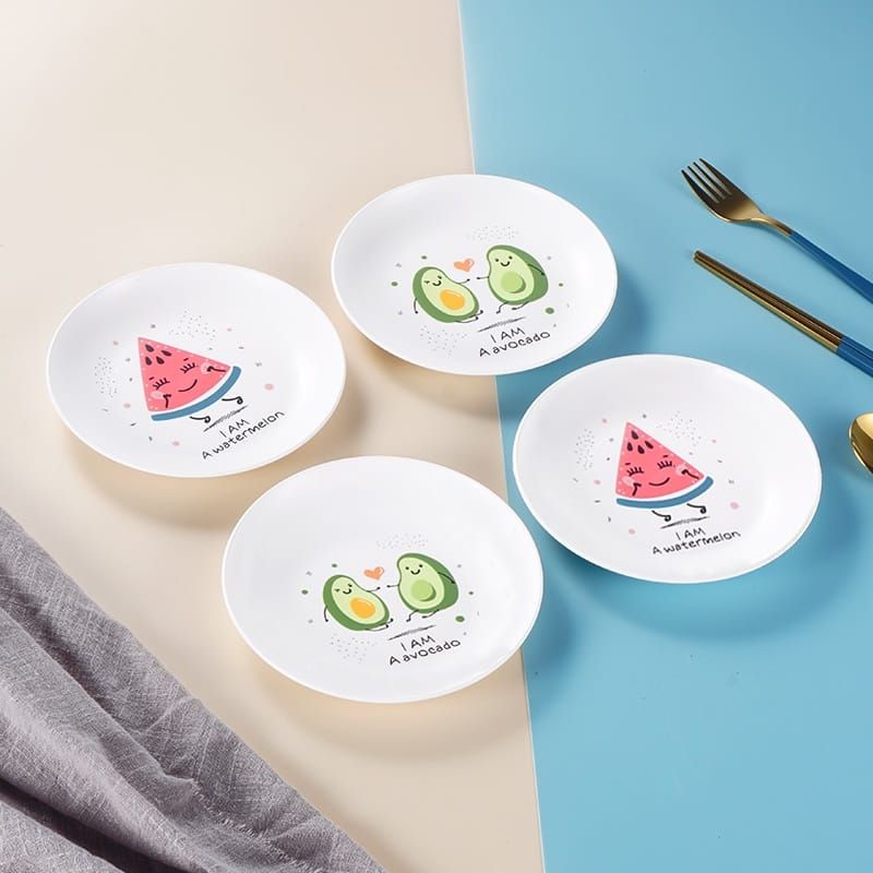 JJ Chen Piring Kecil Bulat Lucu Untuk Buah Snack Kue PP BPA Free Bahan Plastik