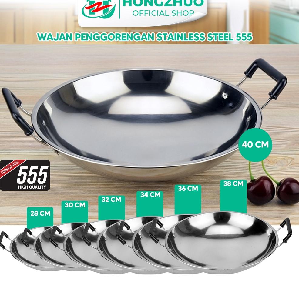 LANGSUNG ATC Hongzhuo Wajan Stainless Teba 7 Ukuran Wajan / Stainless Steel 555