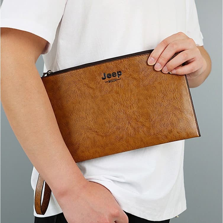 Clutch coach brand lokal branded premium kulit Simple D8P1 Fashion Pria dan Wanita pria preloved Bus