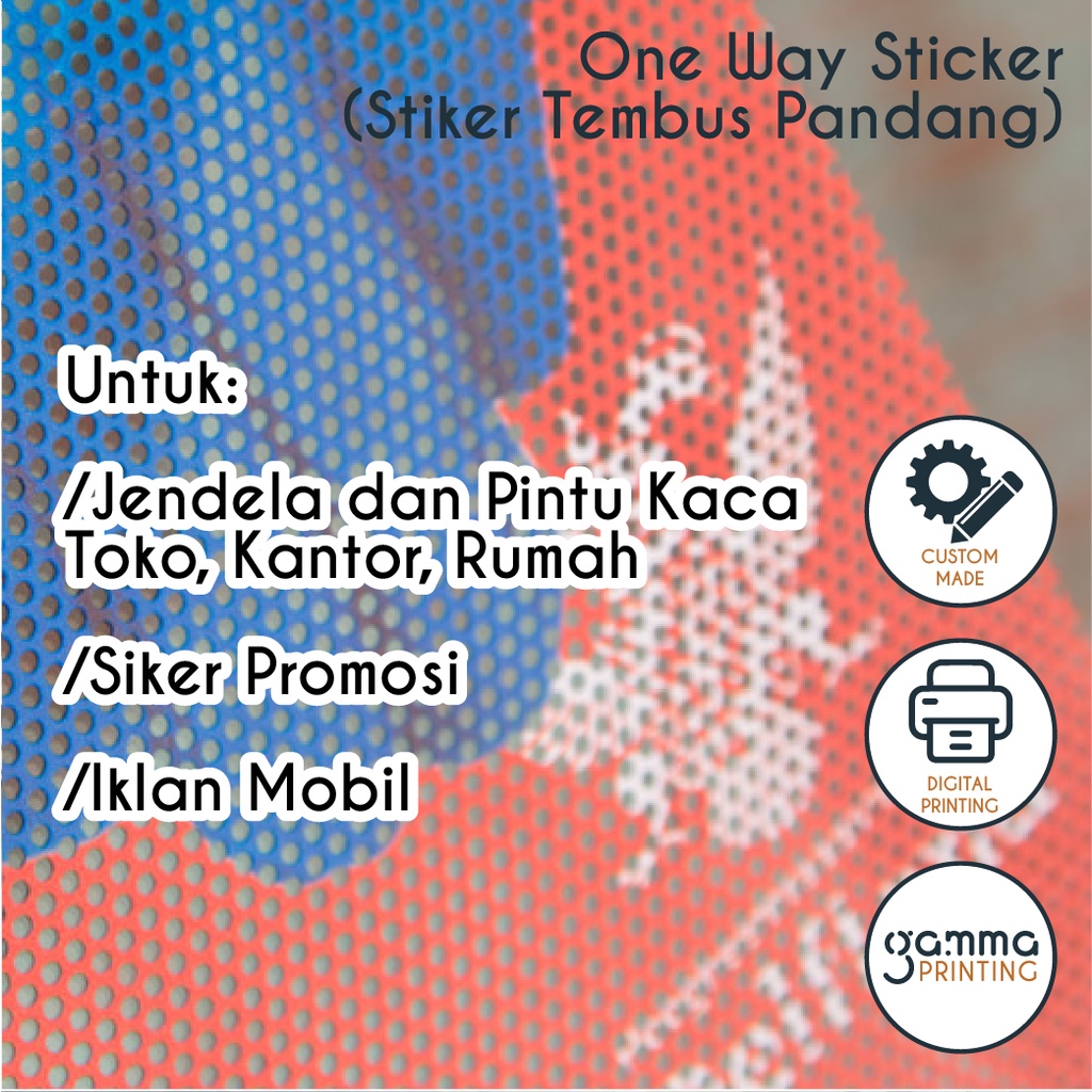 Cetak sticker one way vision Custom / sticker kaca / Kaca Mobil