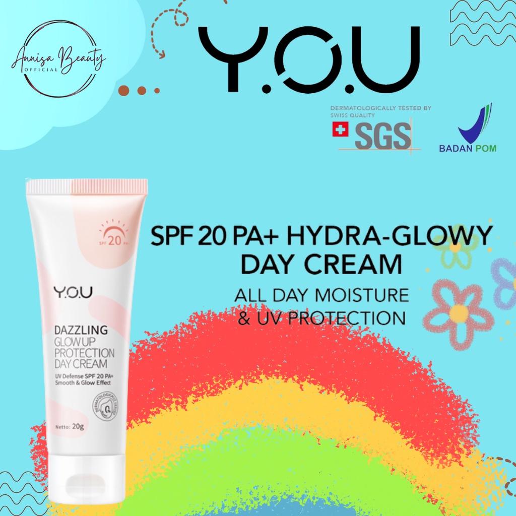 [BPOM][100%ORI&amp;READY]YOU Dazzling Glow Up Day Cream 20 Gr | SPF 20 PA+ Mencerahkan Pelembap Tabir Surya Sunscreen