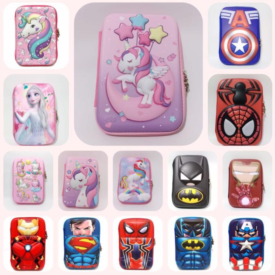 

[M00] Tempat Pensil Anak SMIGGLE Emboss 6D Karakter LOL Unicorn Cars Pony Frozen / Pencil Case Hardtop Model #Terbaru )人(