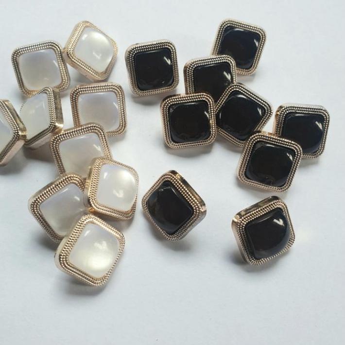 ✈ Kancing mutiara kotak diameter 15 mm  mutiara kotak putih/hitam ☝