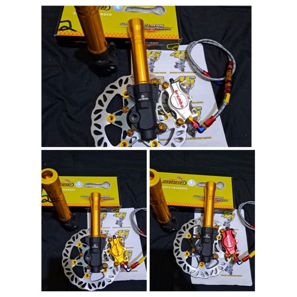 PAKET TABUNG SHOCK RT STAGE HONDA BEAT, VARIO, SCOOPY + KALIPER 2P BREMBO  + PIRINGAN LUBANG 4.