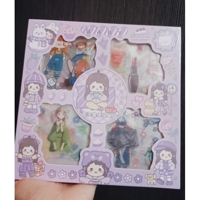 STICKER MOMO WATERPROOF ISI 100 LEMBAR PER BOX-UNGU MIX MOTIF / BOX