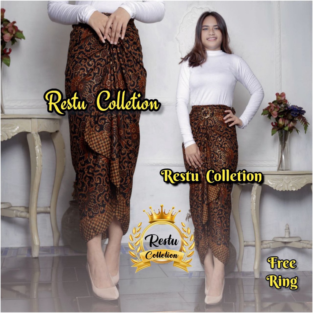 Rok Lilit Batik Wanita Premium Gold Foil / Luing Gold