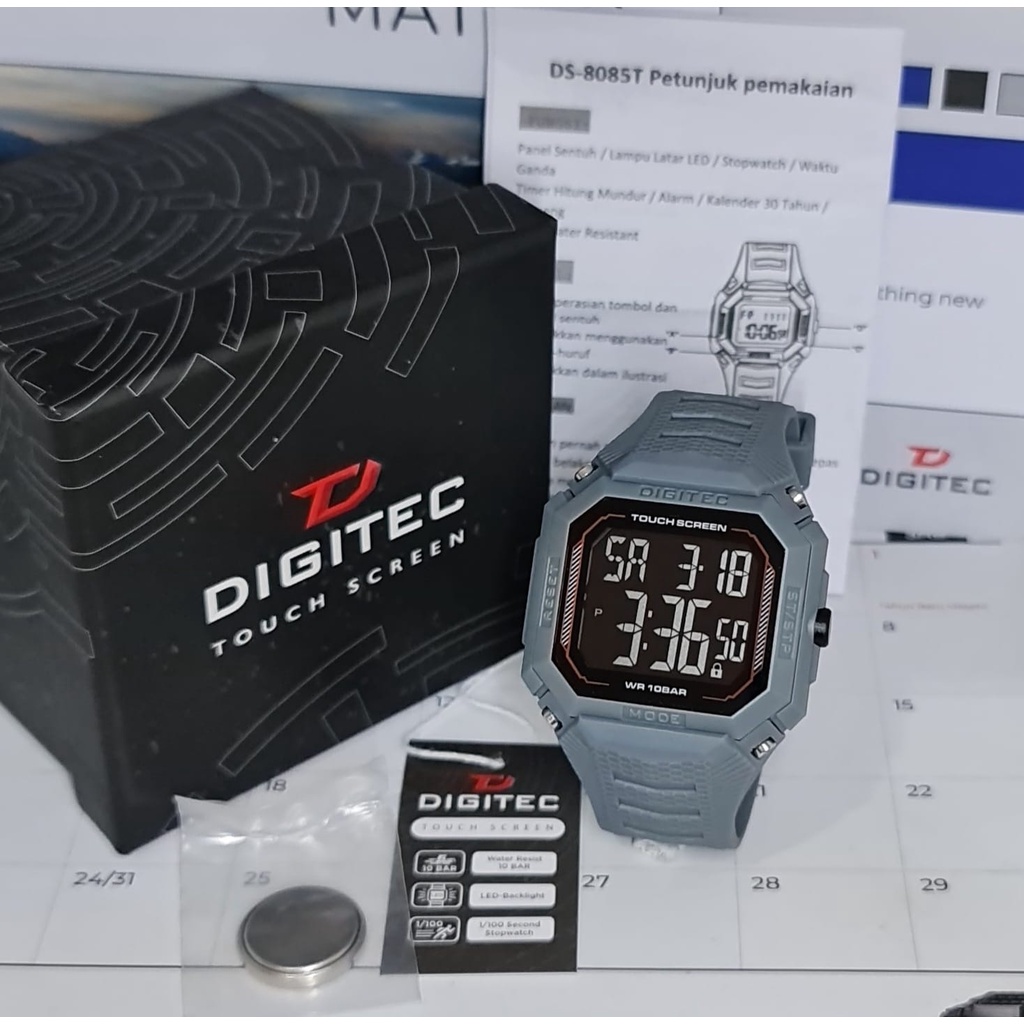 Jam Tangan Pria Digital Digitec Touchscreen DS 8085 Rubber Original Tahan Air