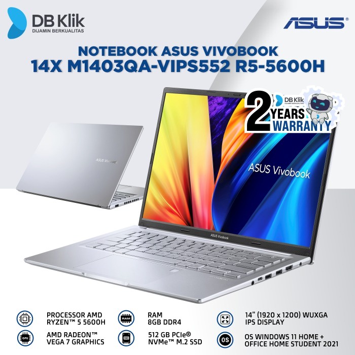 Jual Notebook ASUS Vivobook 14X M1403QA-VIPS552 R5-5600H 8/512G