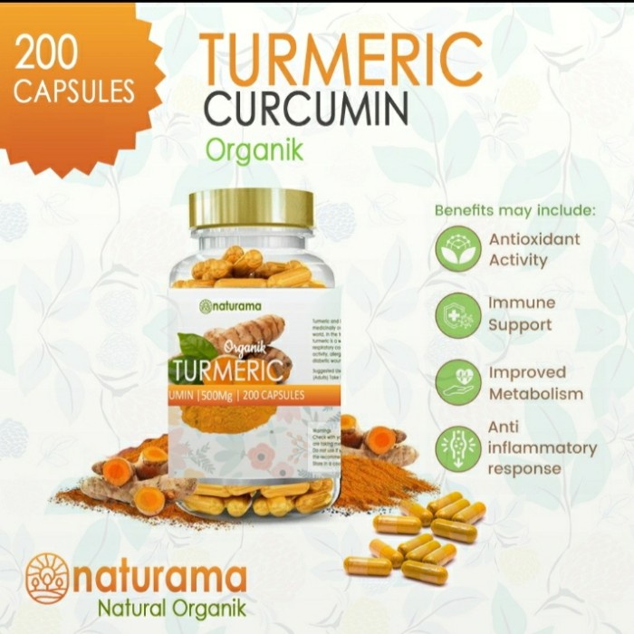 

[Ready Stock]-Cod/ TUMERIC CURCUMIN ORGANIC 200 CAPSULE NATURAMA KAPSUL KUNYIT ORGANIK