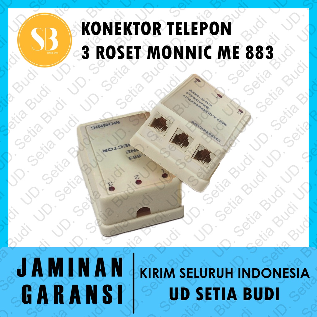 Konektor Telepon 3 Roset LED RJ11 Monnic 882 883