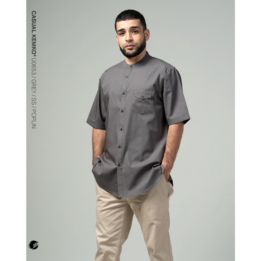 Promo Spesial Disc. 35% | Koko Pria Dewasa Samase Kemko | U065 Grey/Abu - Lengan Pendek