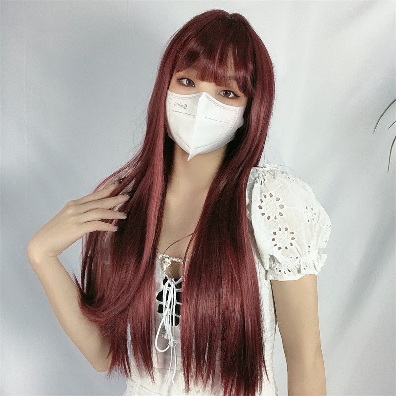 Wig Hair Wanita Panjang Lurus Full Wig Layer Long Straight Korean Hair Extension Rambut Palsu Wanita