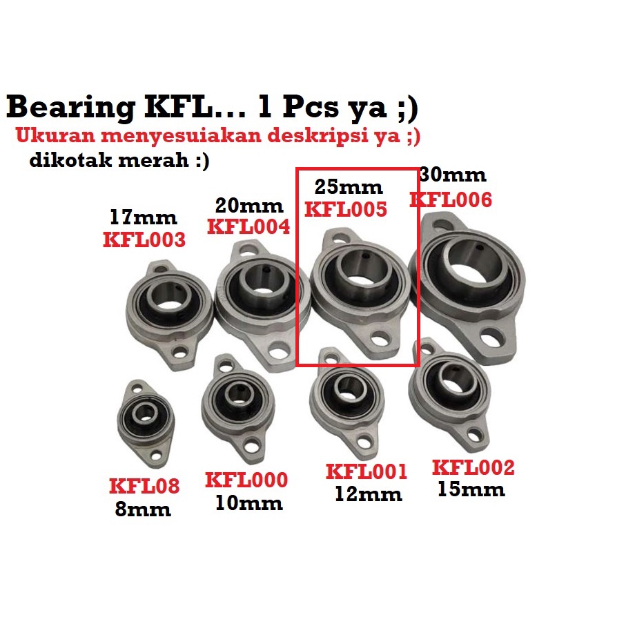 [HAEBOT] Bearing Pillow Block KFL005 25mm Bracket Holder Shaft LeadScrew CNC 3D Printer Ball Threaded Rod As Besi Mekanik Screw Vertikal