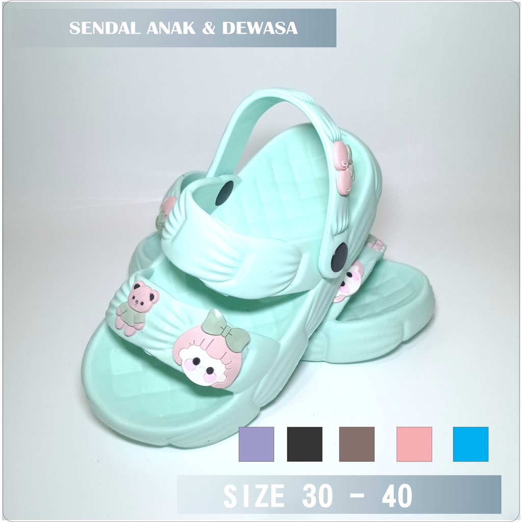 SENDAL TALI BELAKANG ANAK DAN DEWASA BARU / SENDAL ANAK DAN DEWASA BERMOTIF / SENDAL TERBARU UK 30 - 40