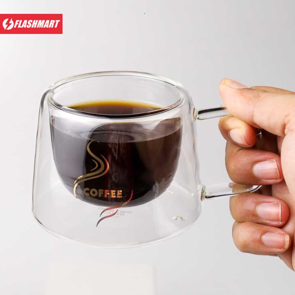 Flashmart Cangkir Kopi Anti Panas Double Wall Glass 200ml - DOME240