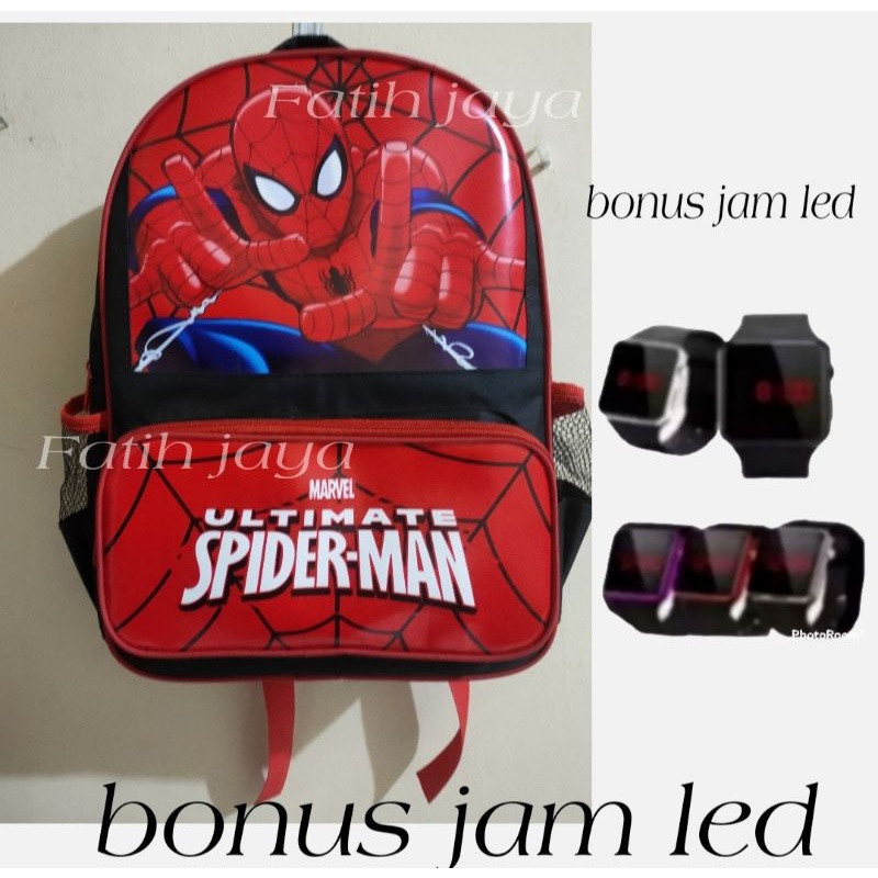 tas anak laki - tas anak Spiderman - tas sekolah anak - tas anak cowok - ransel sekolah anak (free jam)