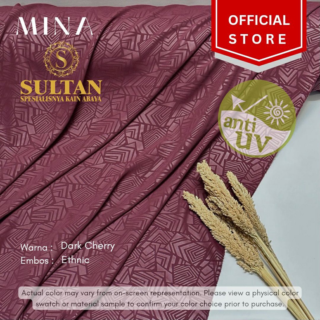 50CM EMBOS ETHNIC MINA DARK CHERRY ANTI UV KAIN ABAYA SULTAN