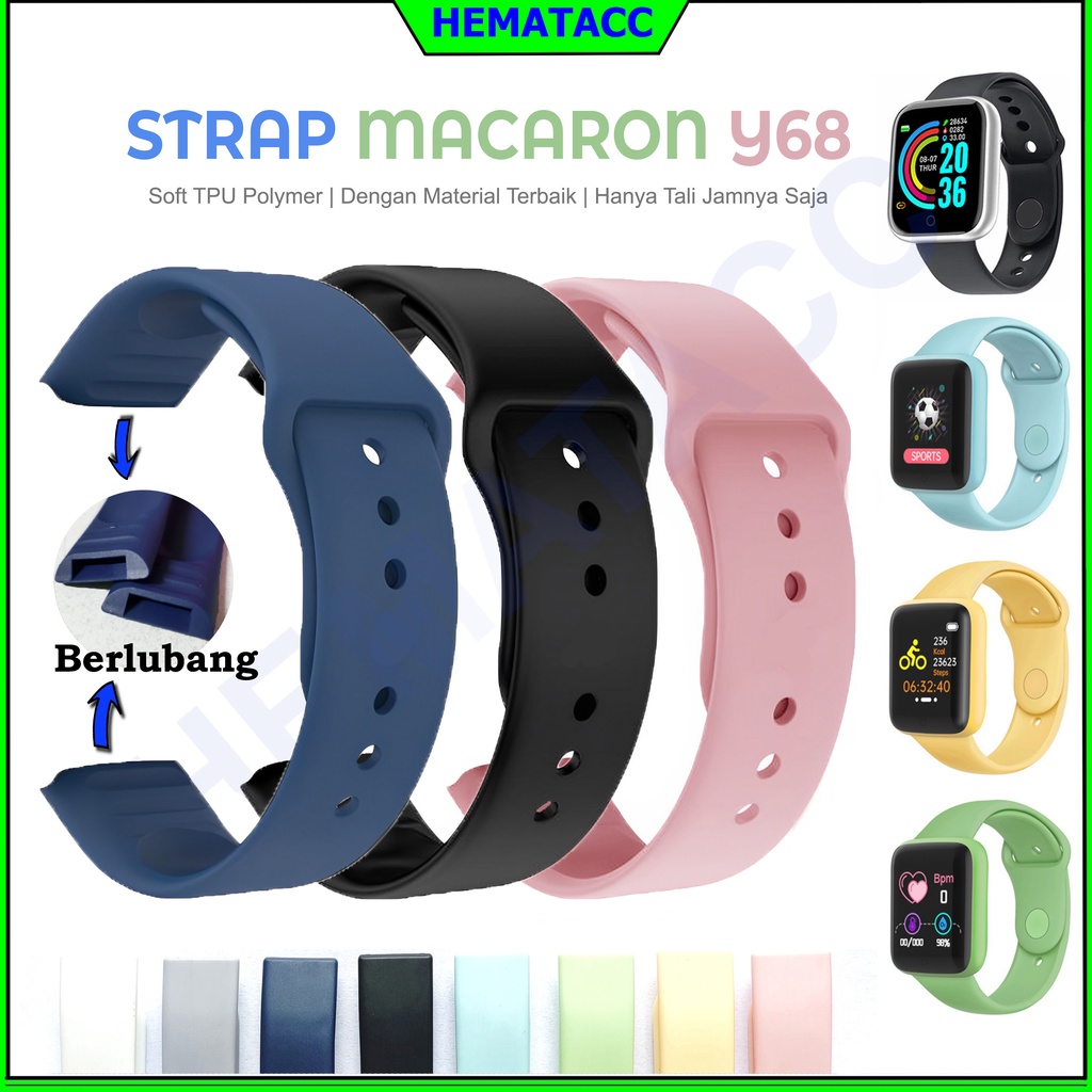 Tali Jam Berlubang Strap Smartwatch Y68 / D20 / 116 Plus / Vyatta Fitme Alpha / Prime - Hematacc