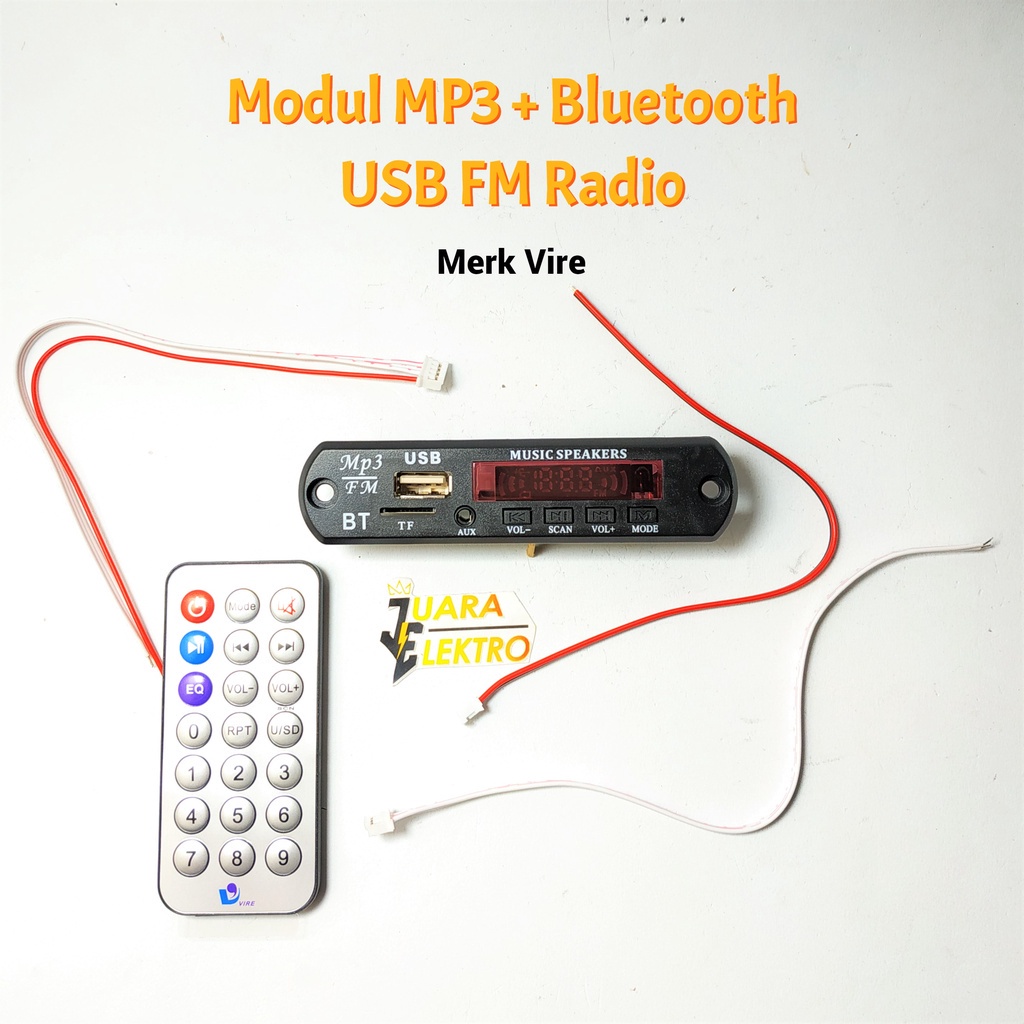 VIRE Modul MP3 + Bluetooth (BT) USB FM Radio | MP3 Bluetooth Player Modul Kit Radio FM USB