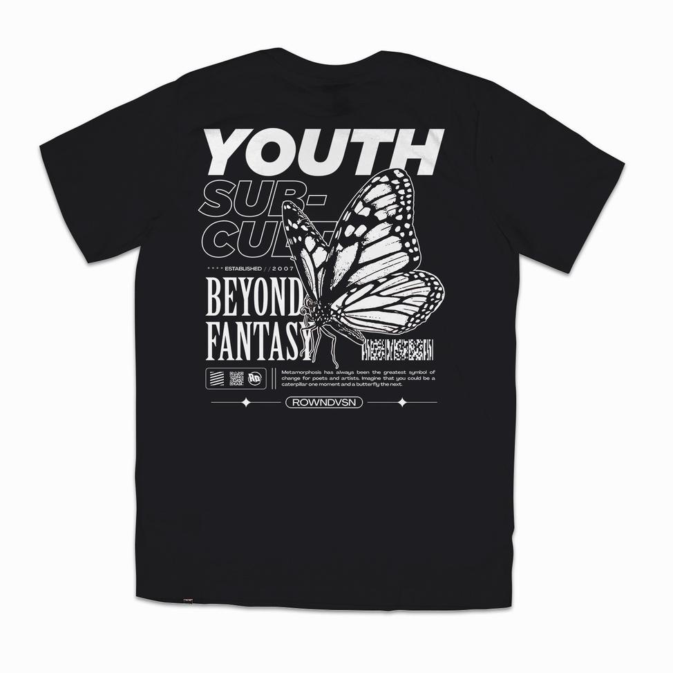 LANGSUNG ORDER Rown Division Official T-Shirt - Rowndvsn Kaos Monarch Black - TC007